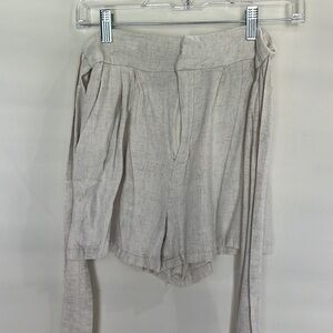 Princess Polly Cotton Blend Tie-Waist Shorts - Cream